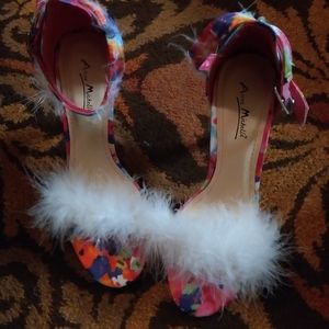 Multiple colors heels with fur.